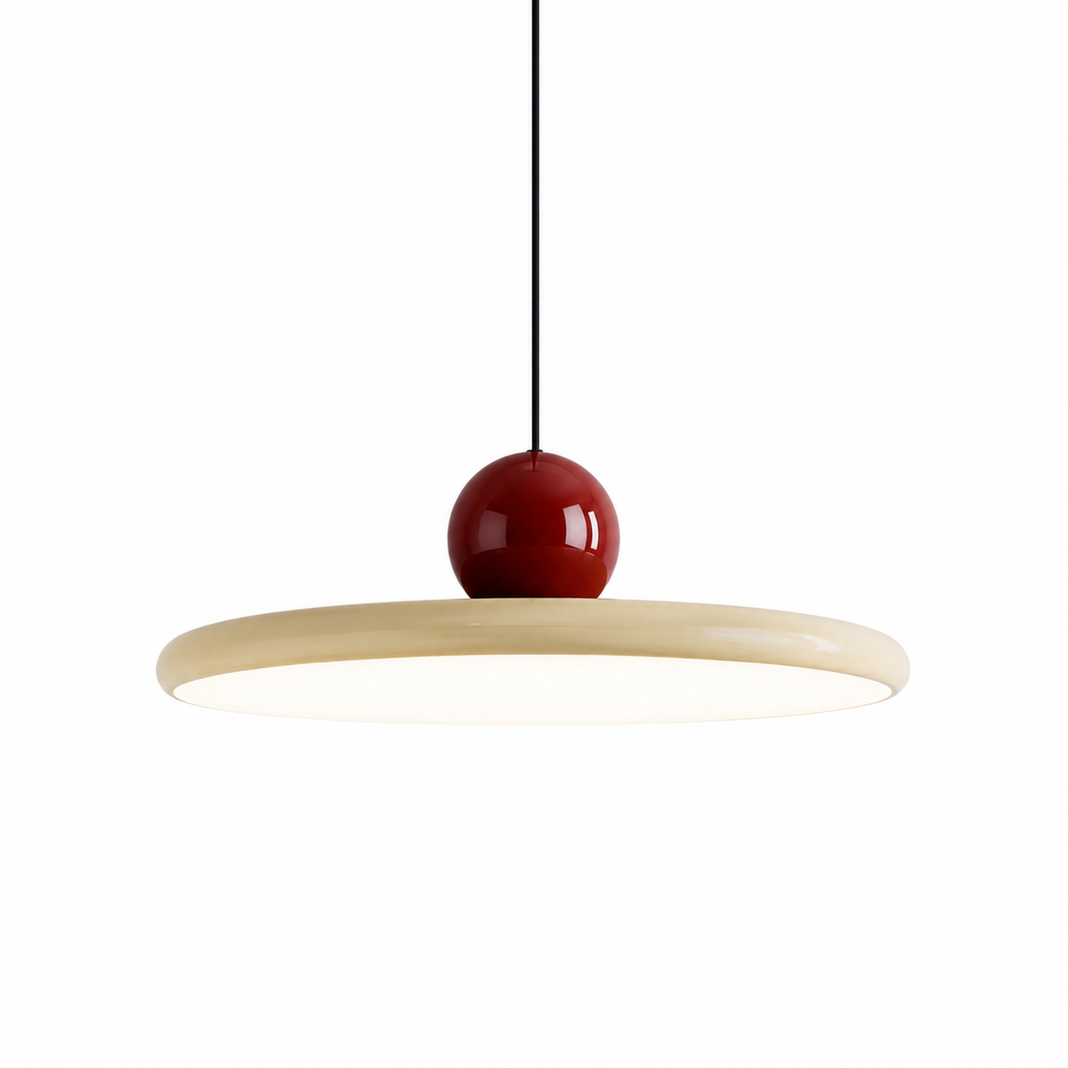 BauhausLume™ LED-Pendelleuchte – Elegante Bauhaus Glaslampe in Creme, Ø30/40 cm - Less Goods