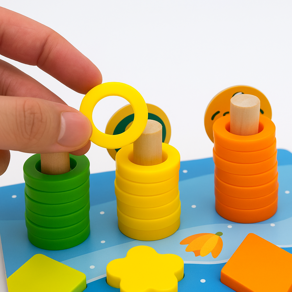 Beechwood Wonders™ Montessori Lernspiel – Holzpuzzle mit Zahlen, Formen & Magnet-Angelspiel