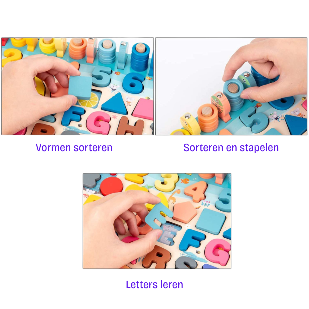 Beechwood Wonders™ Montessori Lernspiel – Holzpuzzle mit Zahlen, Formen & Magnet-Angelspiel