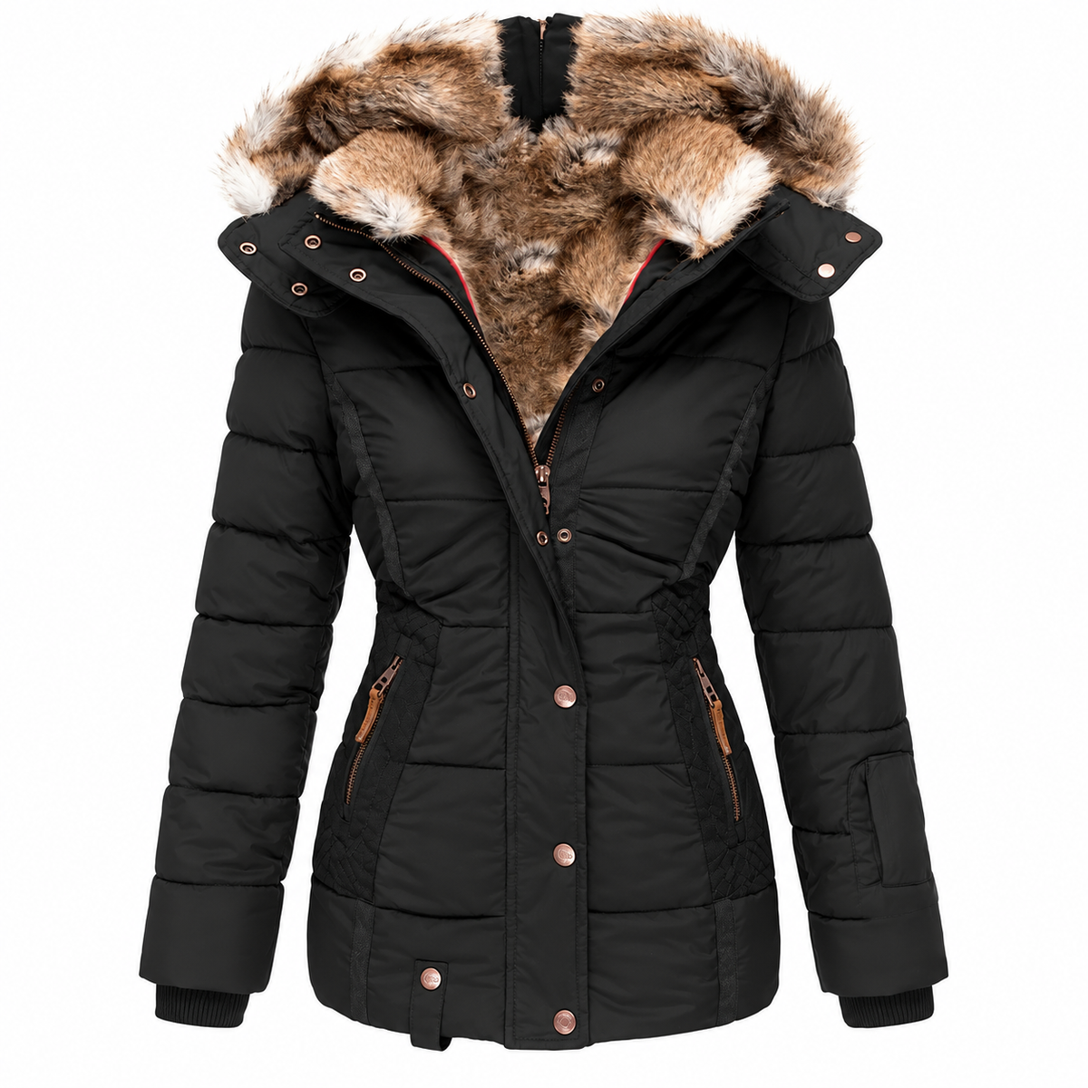 SnowVelvet™ Damen Wintermantel mit Kunstfell – Warmer eleganter Wintermantel