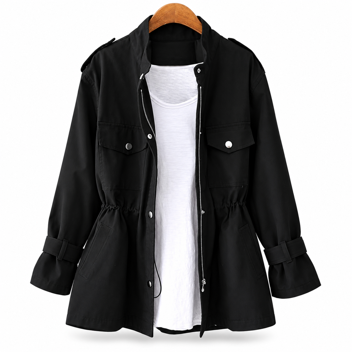 Women's Trench Coat – Damen Trenchcoat mit Pattentaschen & Reißverschluss | Slim Fit Frühlings- & Herbstmantel