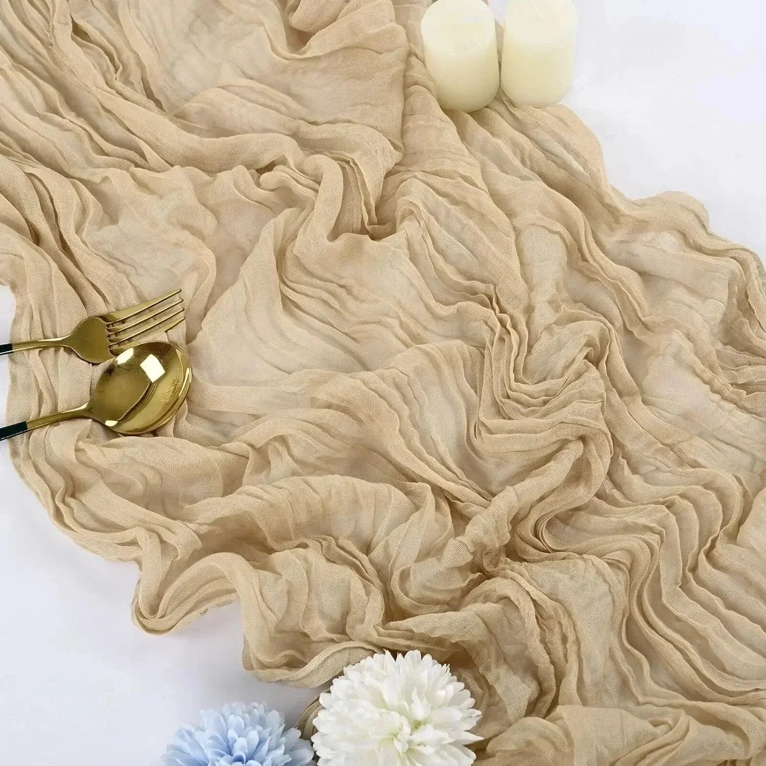 BlushGauze™ – Elegante Tischläufer aus Baumwoll-Cheesecloth | Set aus 10 Stück