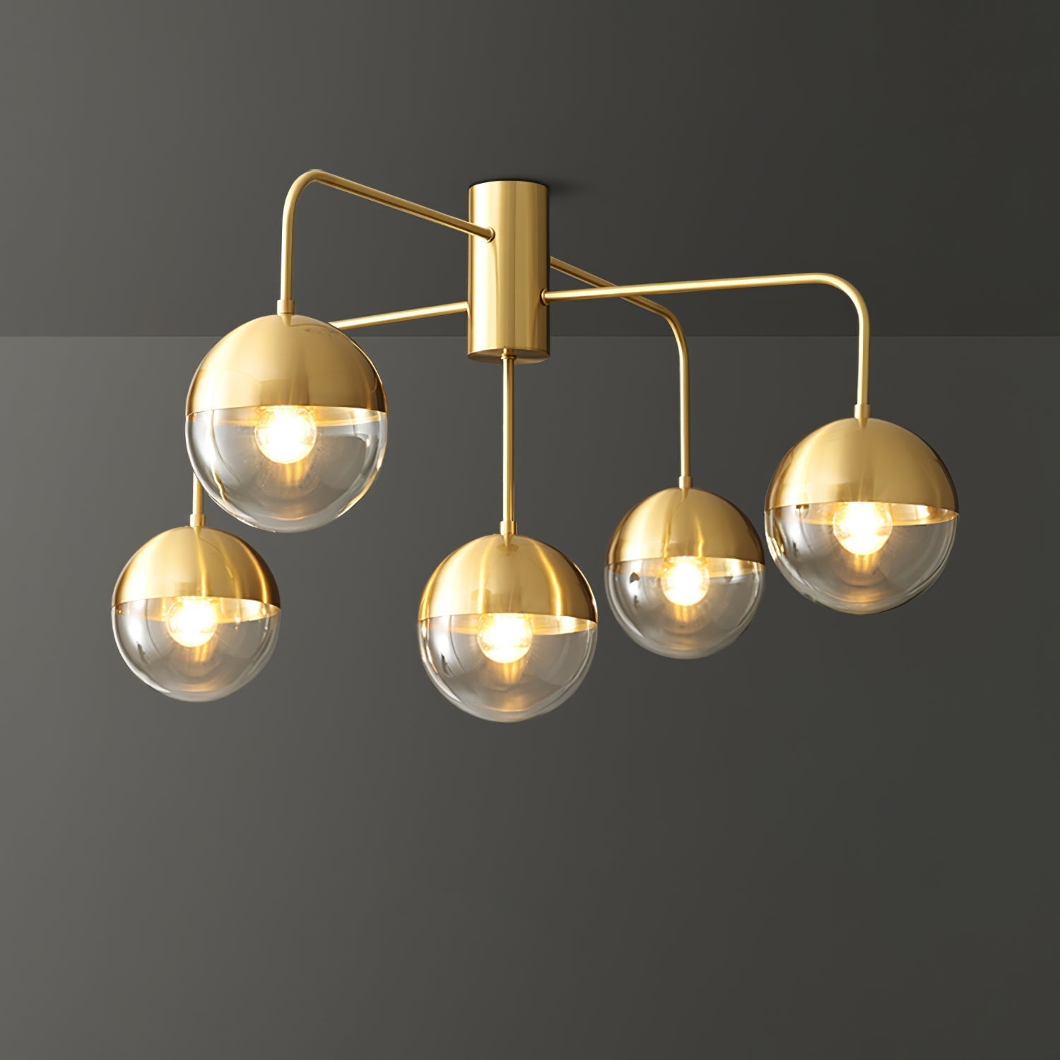 OpulentBrass™ Deckenleuchte – Designer Kronleuchter aus Glas & Metall im Industrial-Look