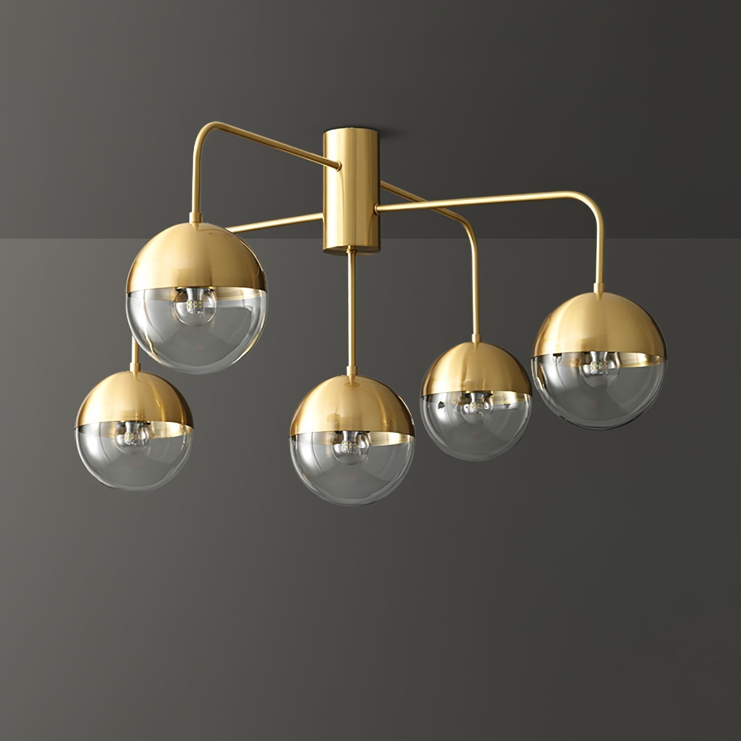 OpulentBrass™ Deckenleuchte – Designer Kronleuchter aus Glas & Metall im Industrial-Look