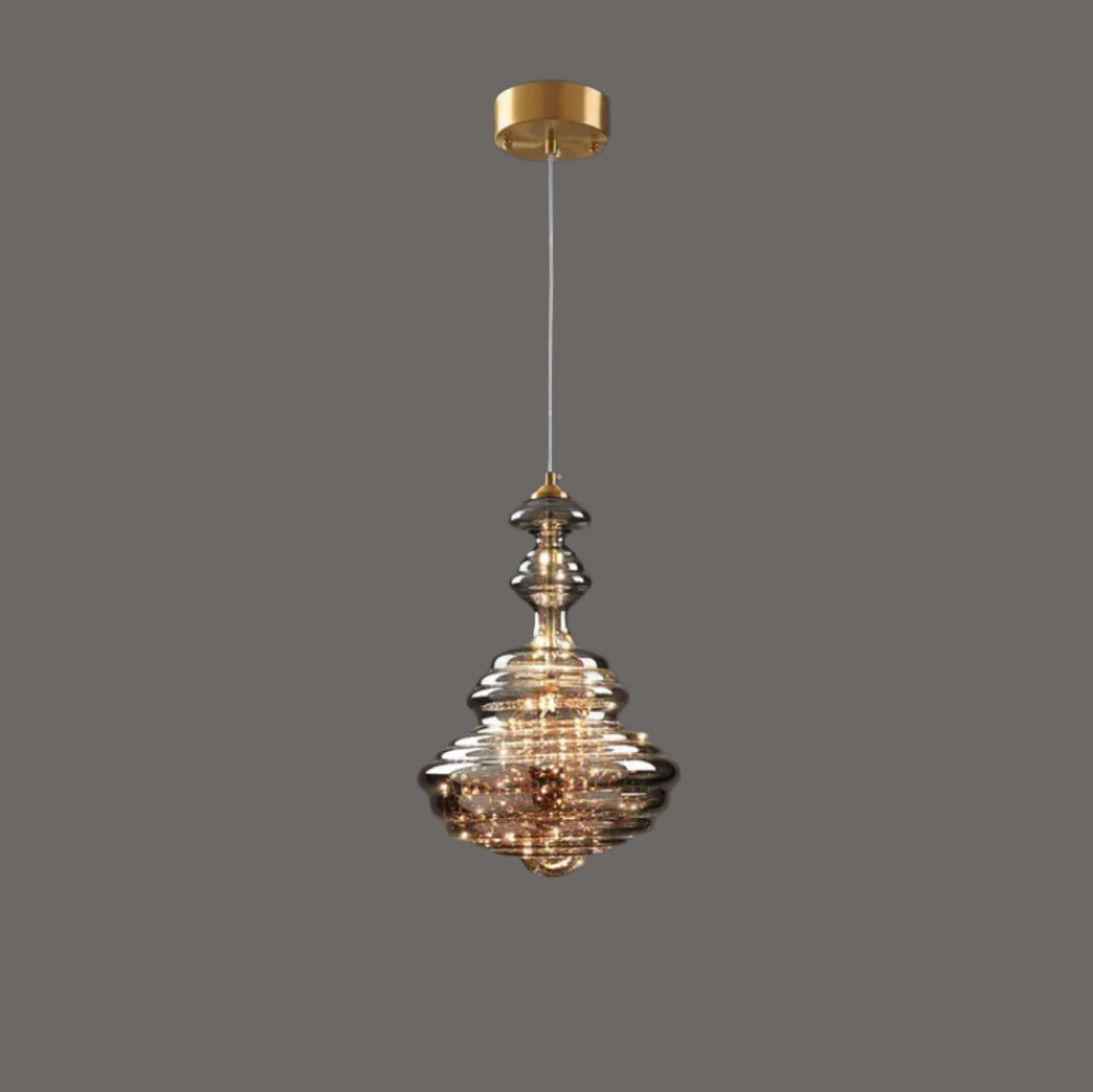 NebulaGlow™ Pendelleuchte – Elegante graue Glas-Hängelampe mit Messing für Esszimmer & Küche (LED)