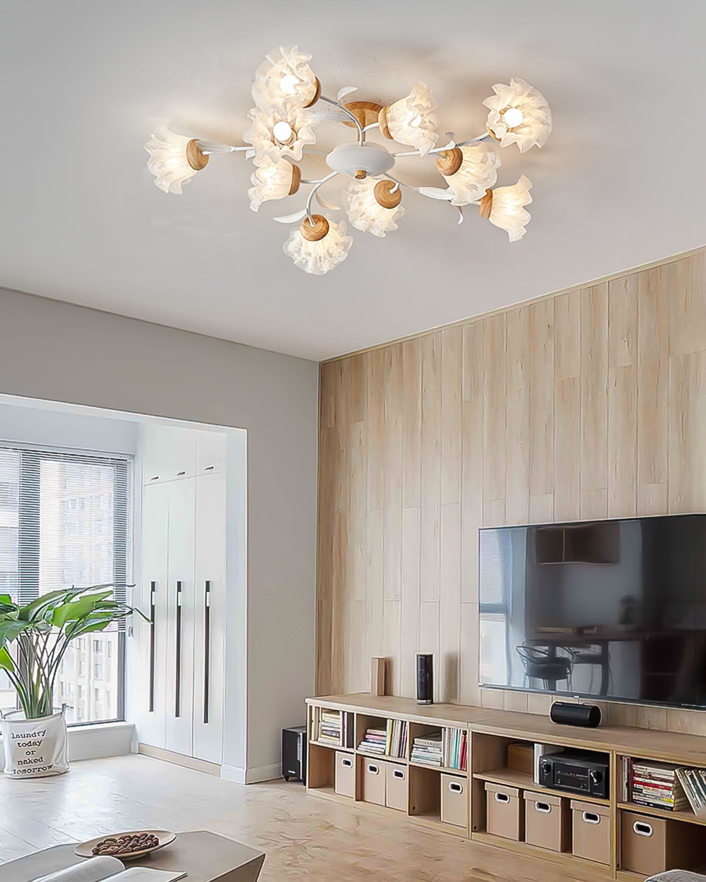 FlowerAura™ Deckenleuchte – Florale Design-Deckenlampe aus Holz, Metall & Acryl