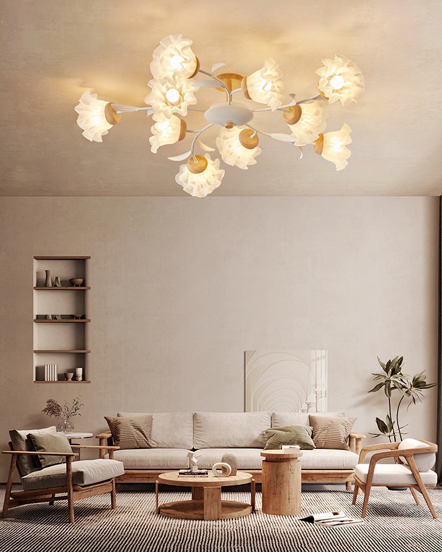 FlowerAura™ Deckenleuchte – Florale Design-Deckenlampe aus Holz, Metall & Acryl