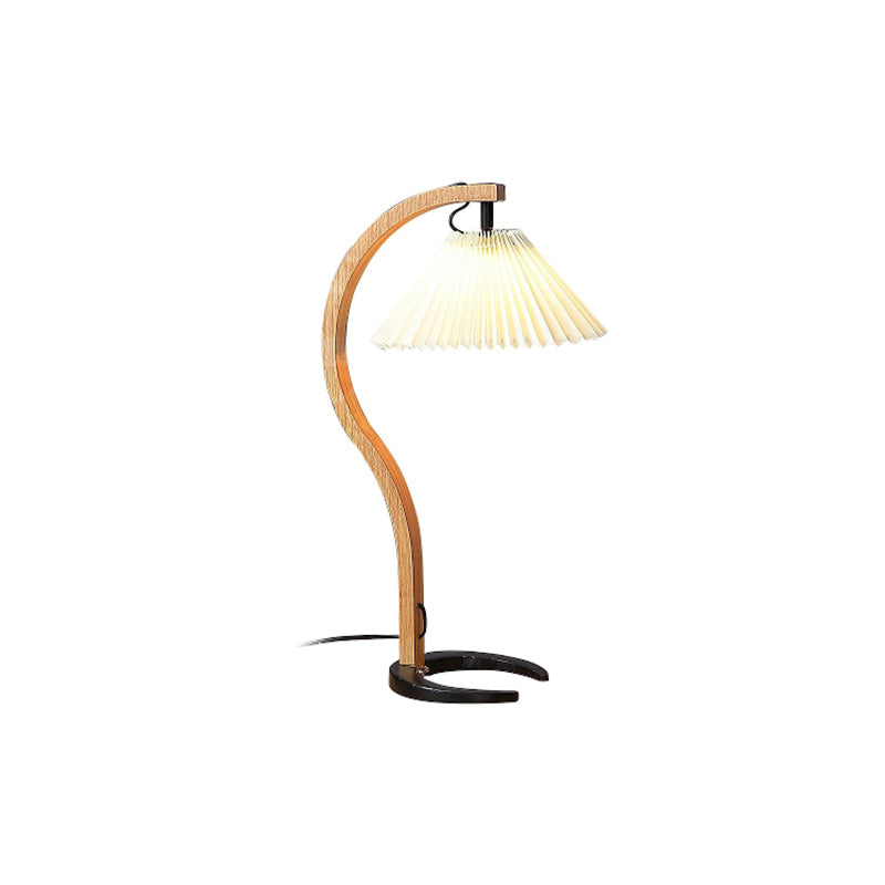 WoodFlow™ Tischlampe – Natürliche Holz-Designlampe mit Leinen-Schirm & warmem Licht