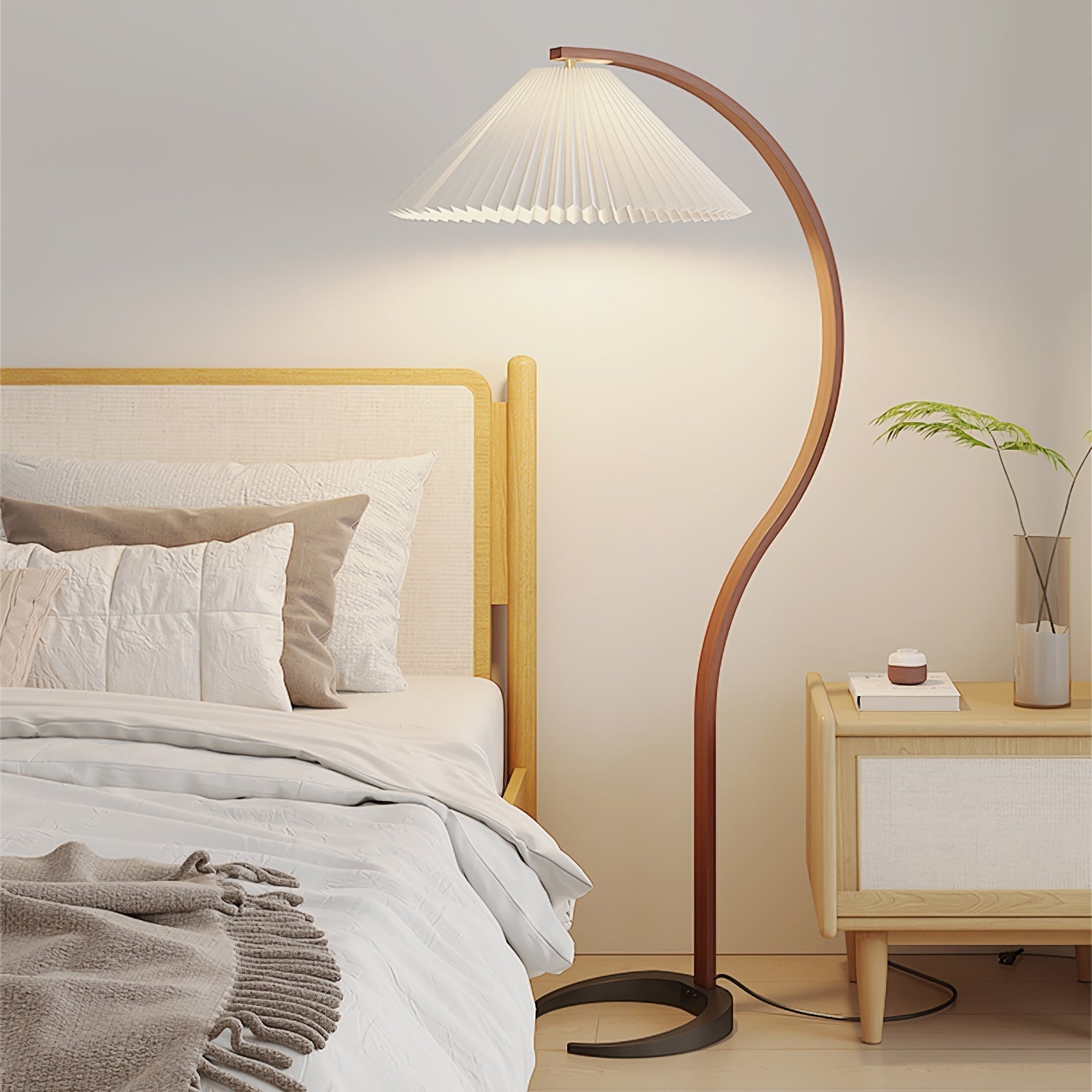 Erynt™ Vintage Style Caprani Floor Lamp – Skandinavische Design-Stehlampe aus Buchenholz
