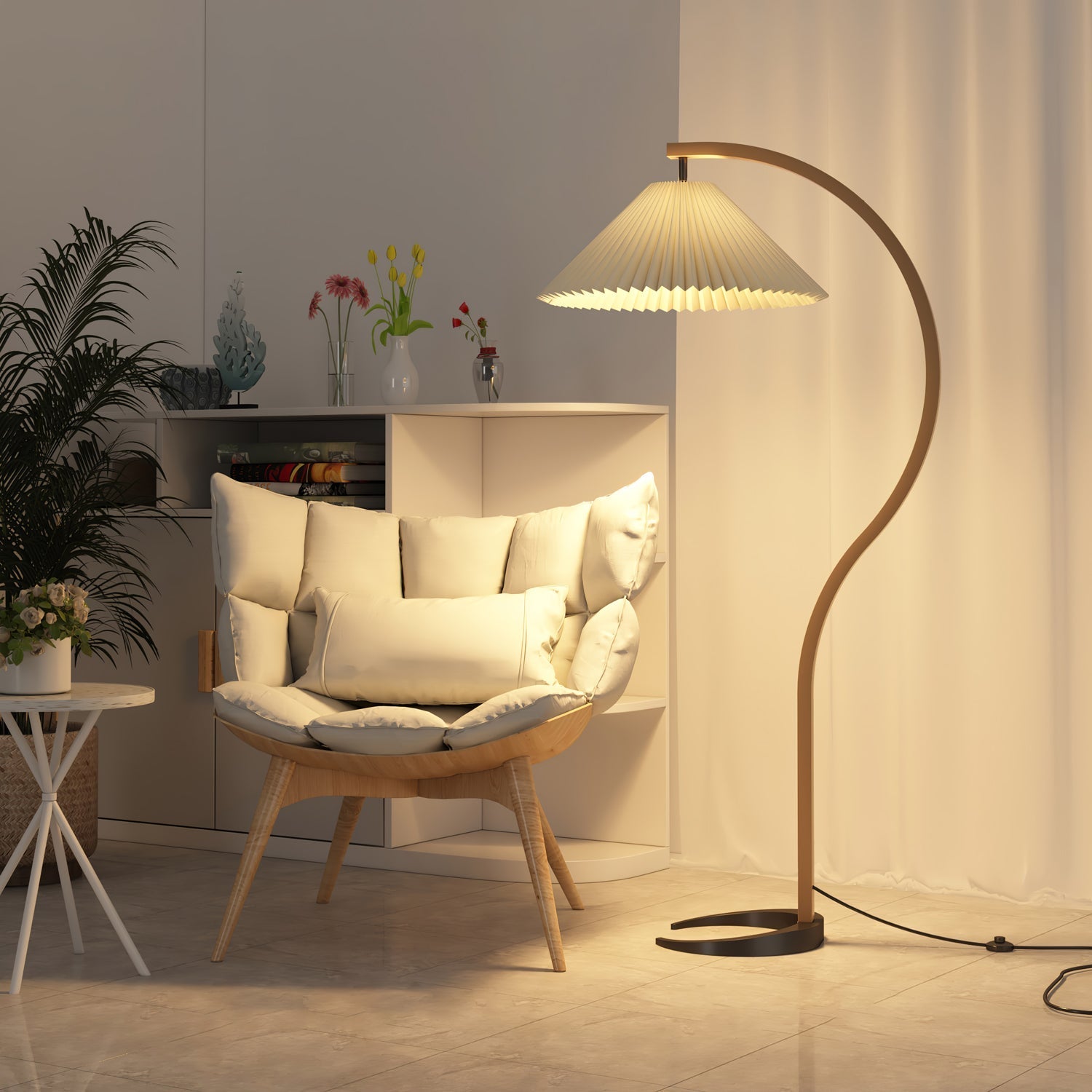 Erynt™ Vintage Style Caprani Floor Lamp – Skandinavische Design-Stehlampe aus Buchenholz