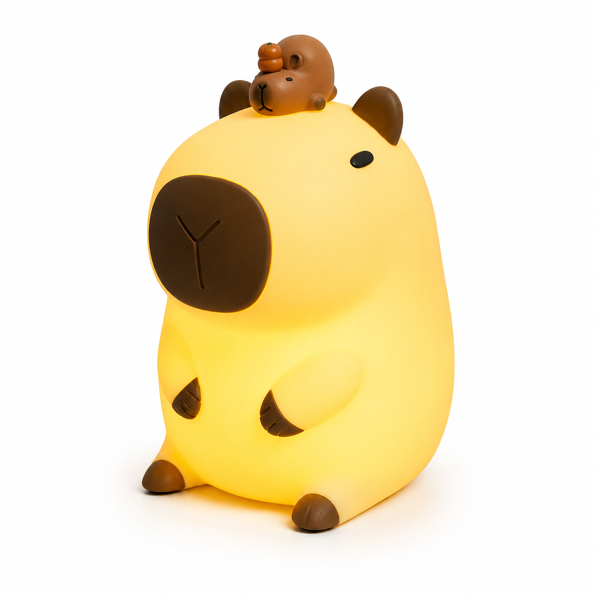 CapybaraGlow™ Silikon Nachtlicht – Weiches LED-Licht, dimmbar, USB-C, 1200mAh Akku