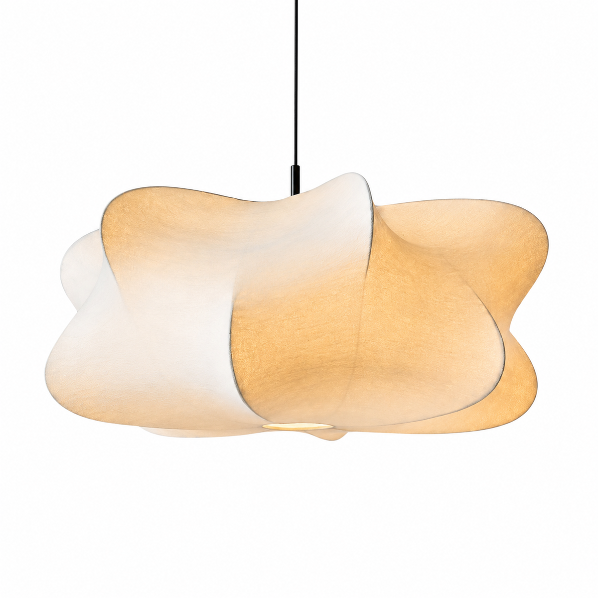 ChicAura™ Japanische Seidenlampe – Wabi-Sabi Deckenleuchte aus Seide & Metall (Warmweiß 3000K) - Less Goods