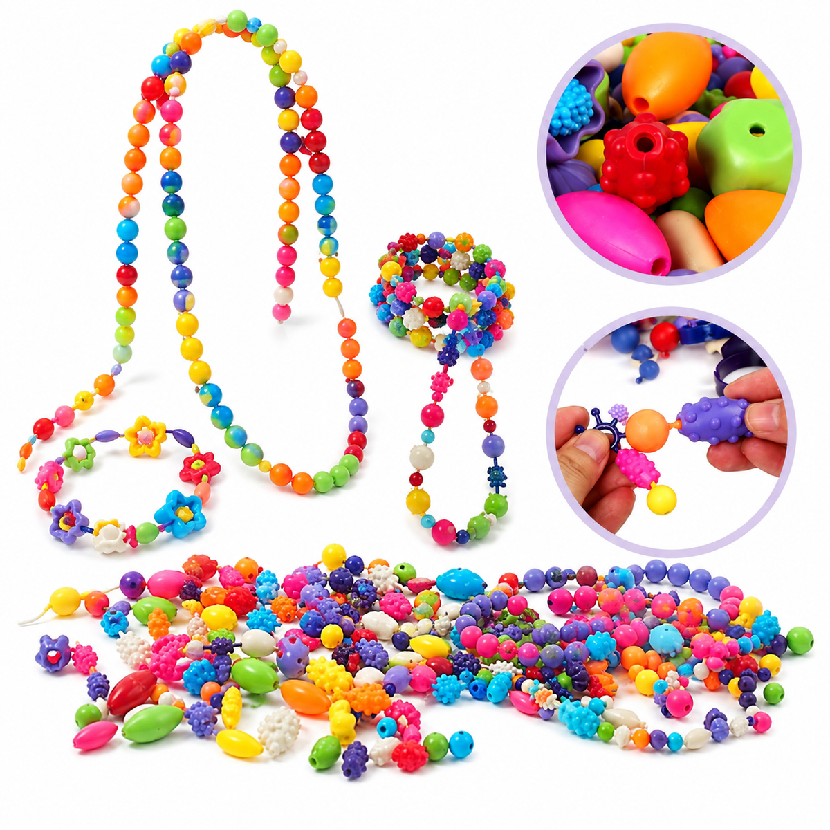 ColorfulBead Haven™ Schmuck-Bastelset für Kinder – 500+ Perlen, Armband- & Halsketten-Set