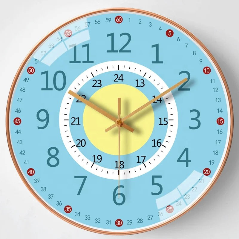TimeMate™ – Bunte Kinder-Wanduhr zum Zeitlernen | 20 cm | Geräuschlos & Einfache Installation