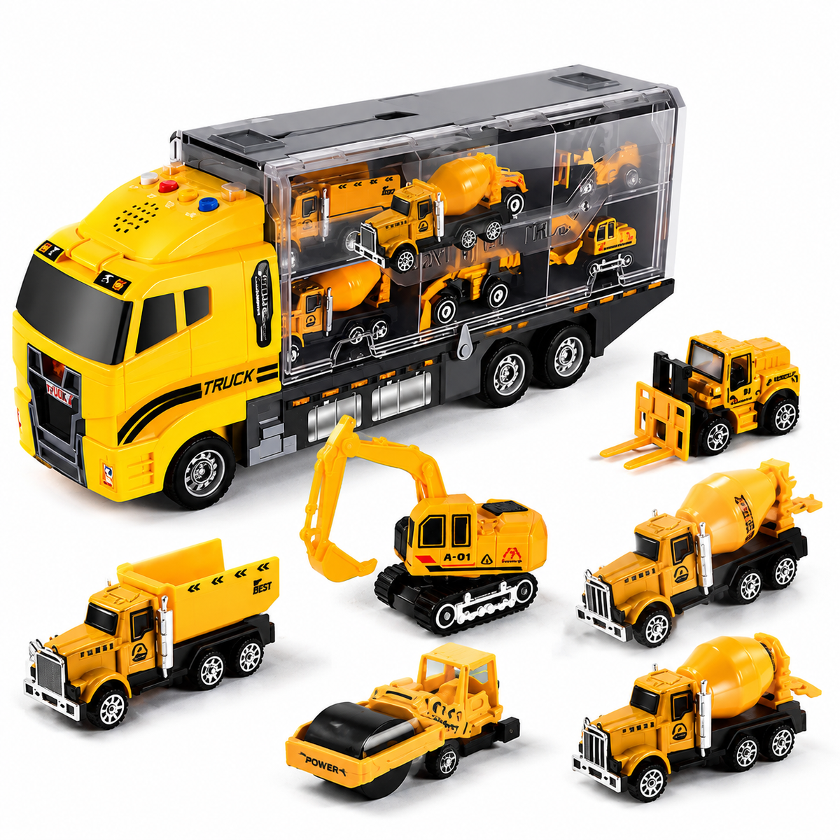 Constructo™ Portable Construction Vehicle Set – Mini Baustellenfahrzeuge mit Transportkoffer für Kinder