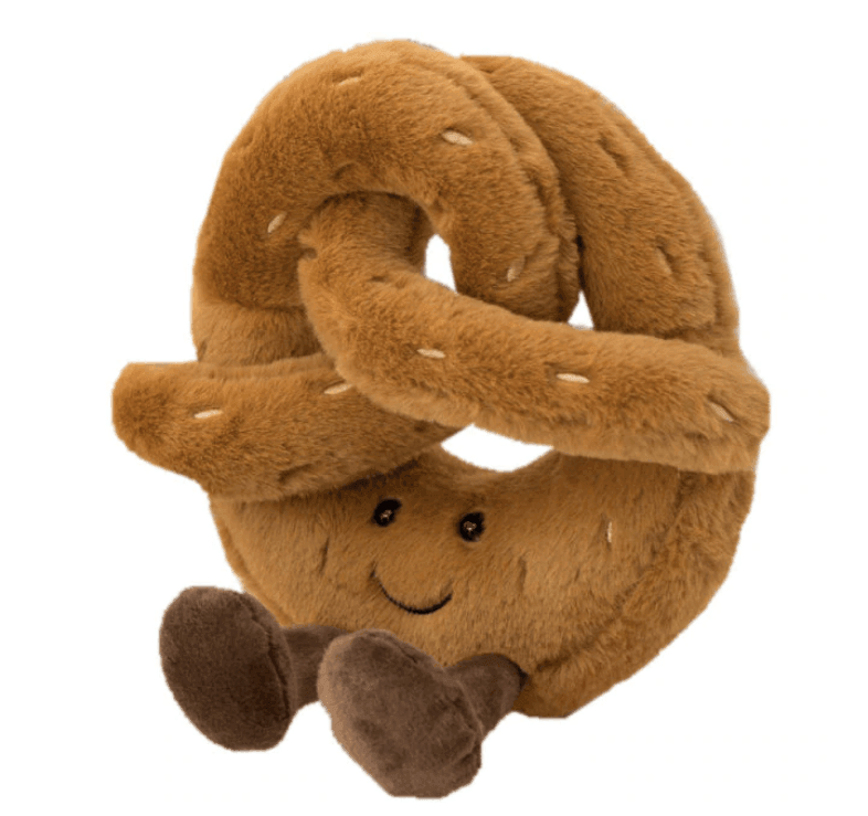 CroissantCuddle™ Brezel Plüsch Spielzeug – Weiches Kuscheltier aus Premium Stoff, Braun & Creme