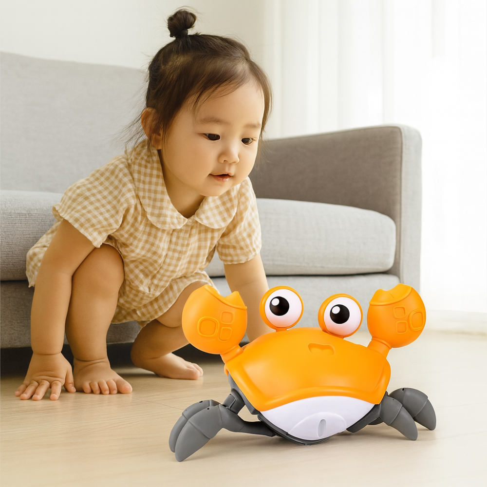 CrustaceanJoy™ Krabbelnde Krabbe Babyspielzeug – Interaktives Musik- & Lichtspielzeug zum Krabbelnlernen