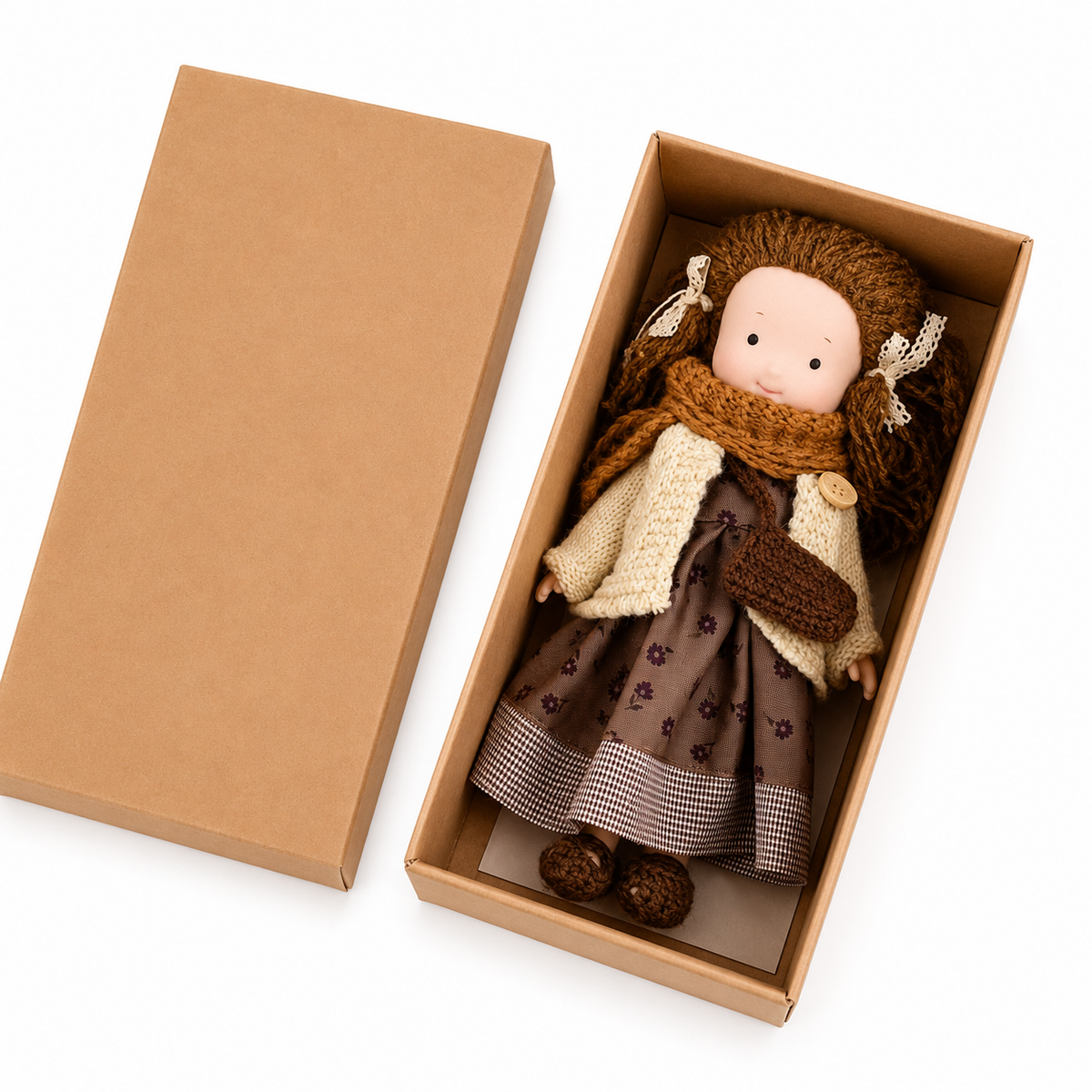 CuddlyCharm™ Plüsch-Anziehpuppe – 30cm Kuschelpuppe mit Zubehör & Geschenkbox