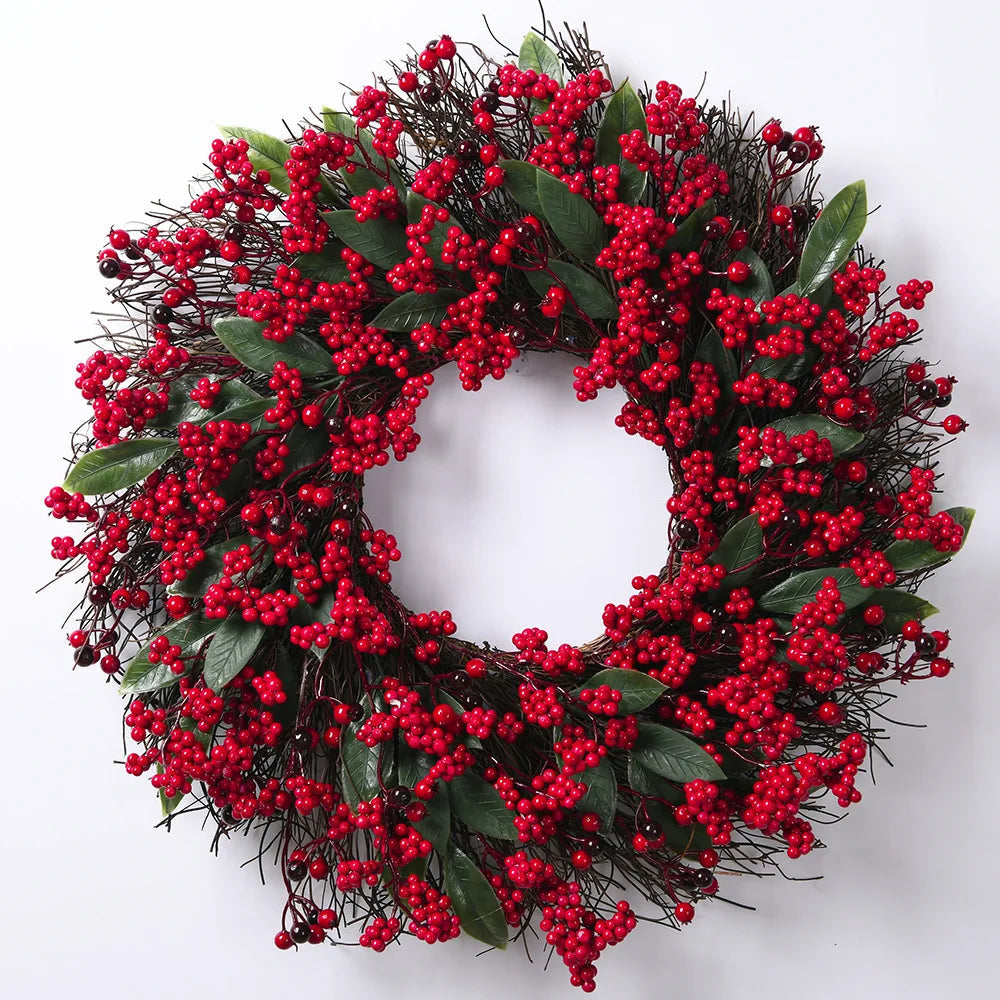 CypressBerry™ – Festlicher Weihnachtskranz mit roten Beeren | Klassische Winter-Türdekoration