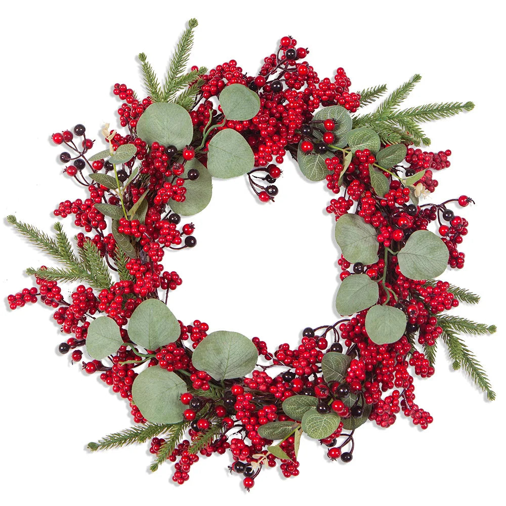 CypressBerry™ – Festlicher Weihnachtskranz mit roten Beeren | Klassische Winter-Türdekoration