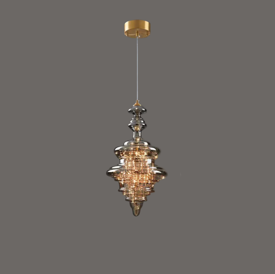 NebulaGlow™ Pendelleuchte – Elegante graue Glas-Hängelampe mit Messing für Esszimmer & Küche (LED)
