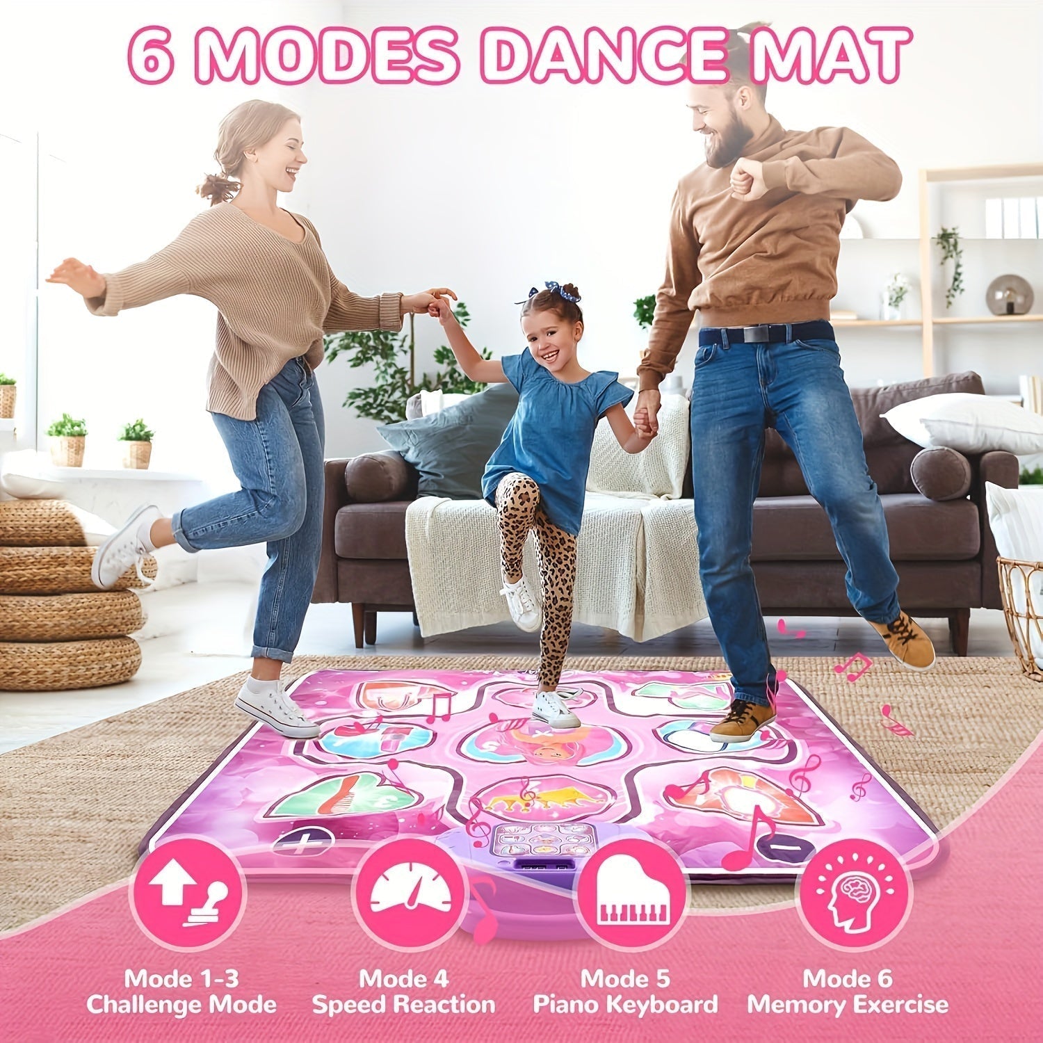 DanceJoy™ – Interaktive Tanzmatte für Mädchen | Pinke Spielmatte mit Punktefunktion & Musik (ab 3 Jahren)