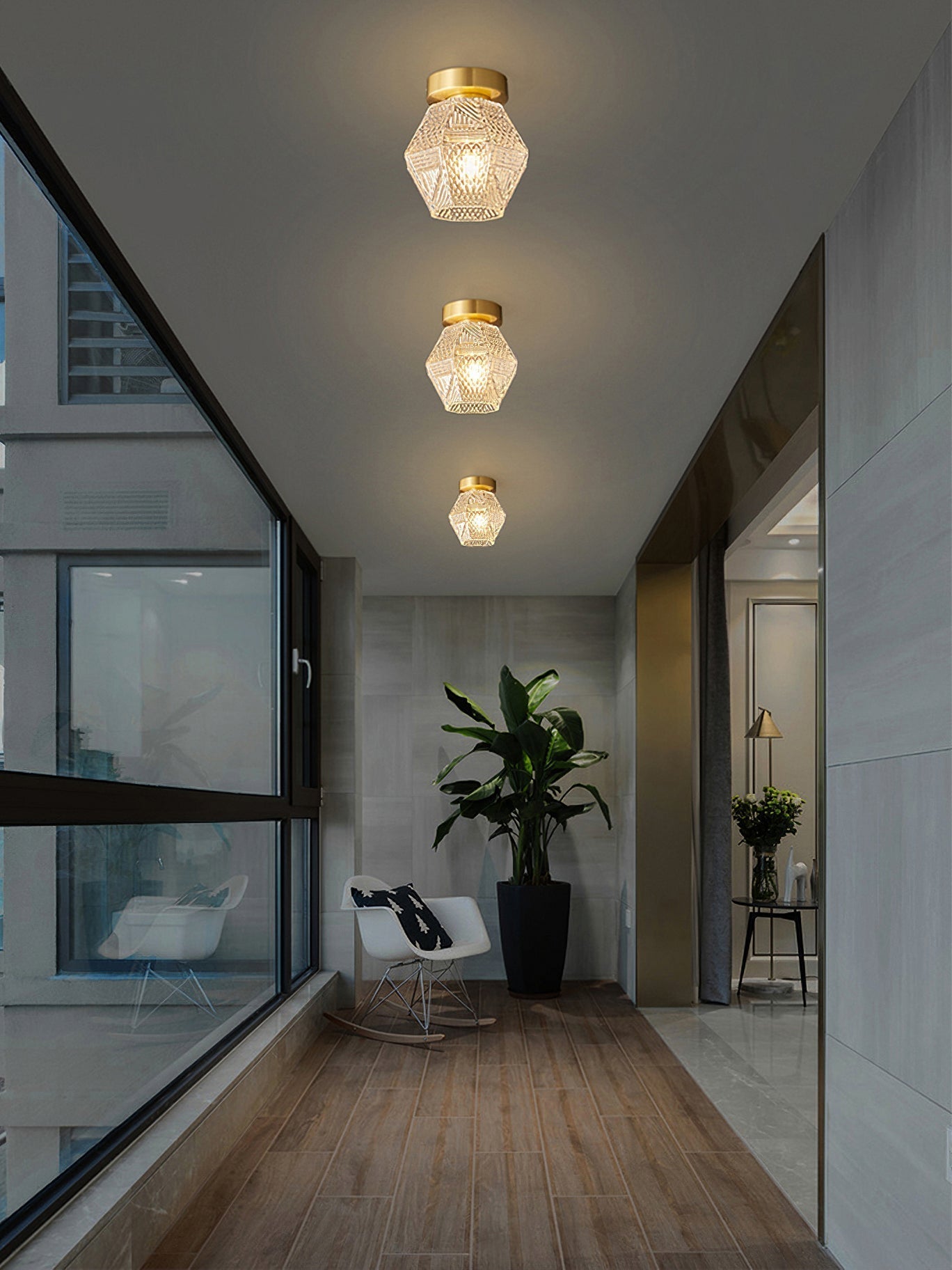 CrystalFlare™ Deckenleuchte – Elegante Art-Deco Designlampe aus Messing & Glas