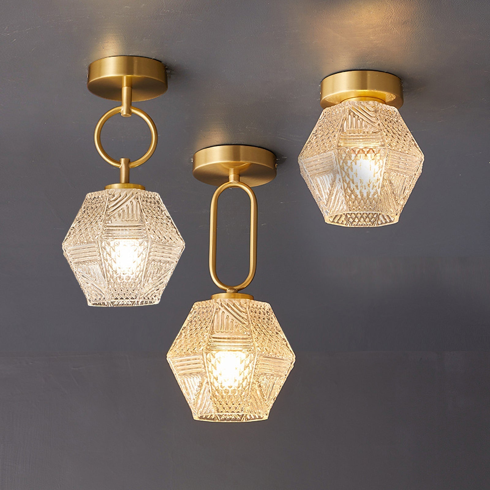 CrystalFlare™ Deckenleuchte – Elegante Art-Deco Designlampe aus Messing & Glas