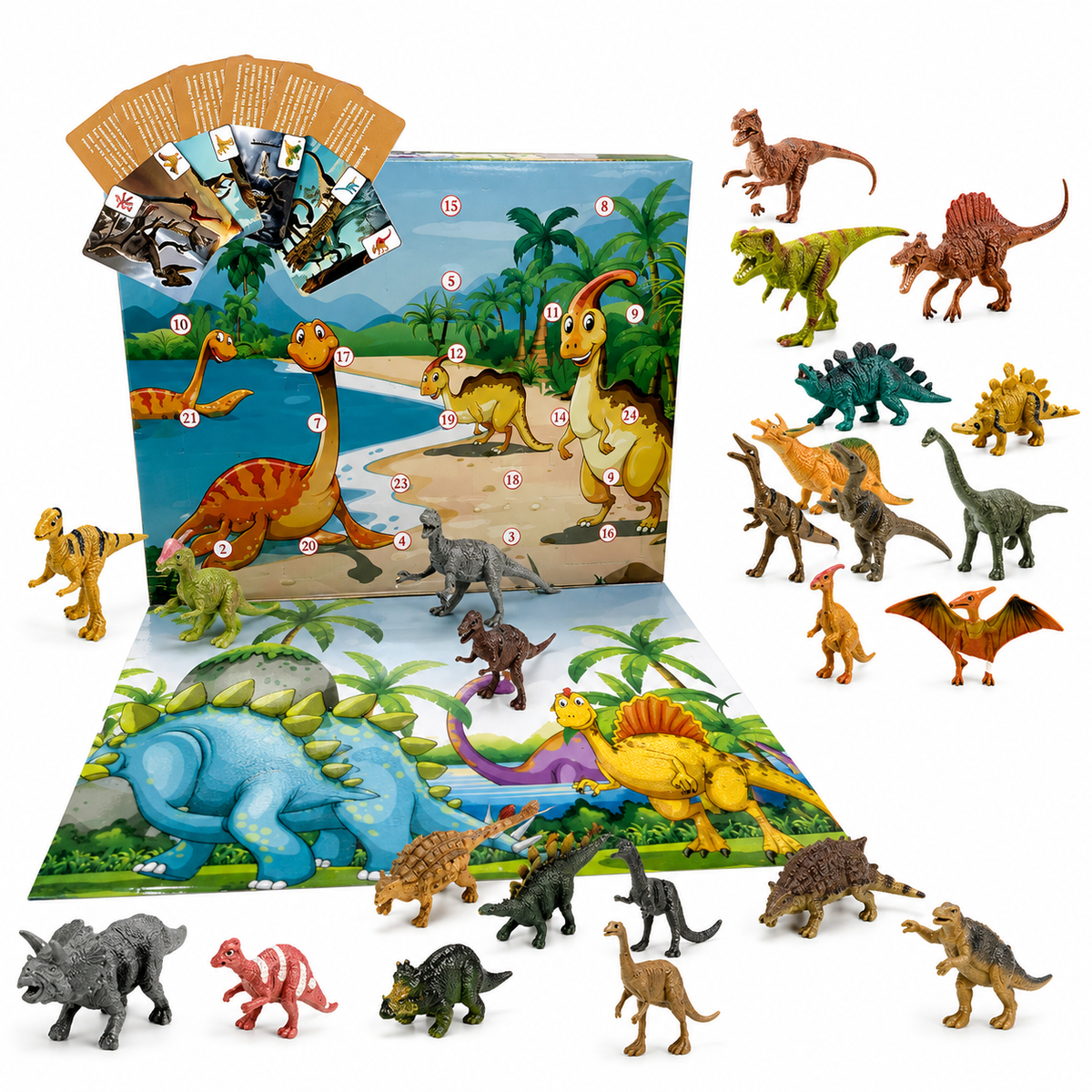 DinoDelight™ – Interaktiver Dinosaurier-Adventskalender für Kinder | 24 Überraschungen & bunte 3D-Figuren