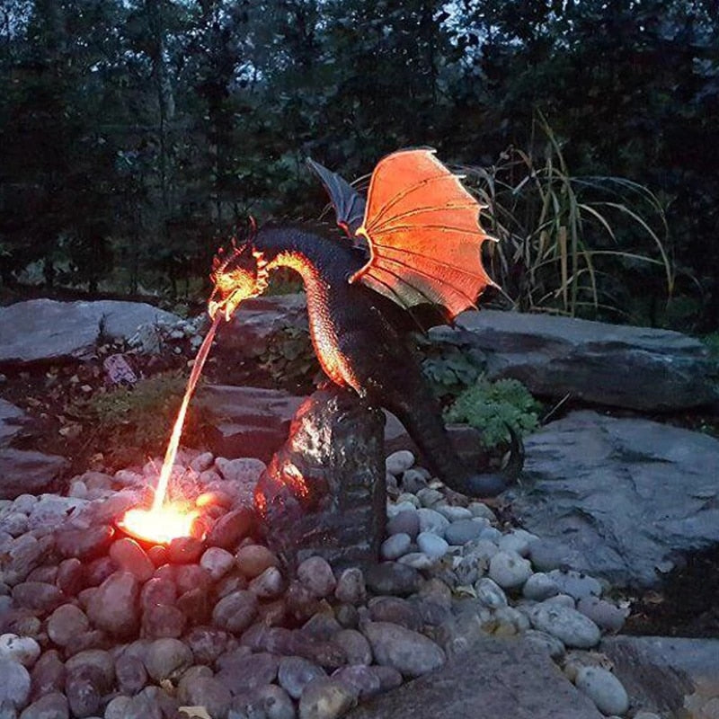 Draconis™ – Mystischer Drachen-Gartenbrunnen | Fantasie-Wasserskulptur für Garten & Terrasse - Less Goods