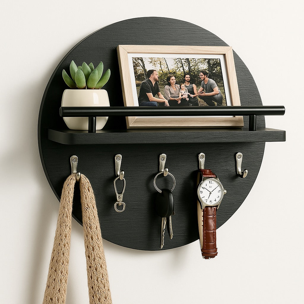 EcoWood™ – Runder Holz-Schlüsselhalter für die Wand | Nachhaltiger Wandorganizer