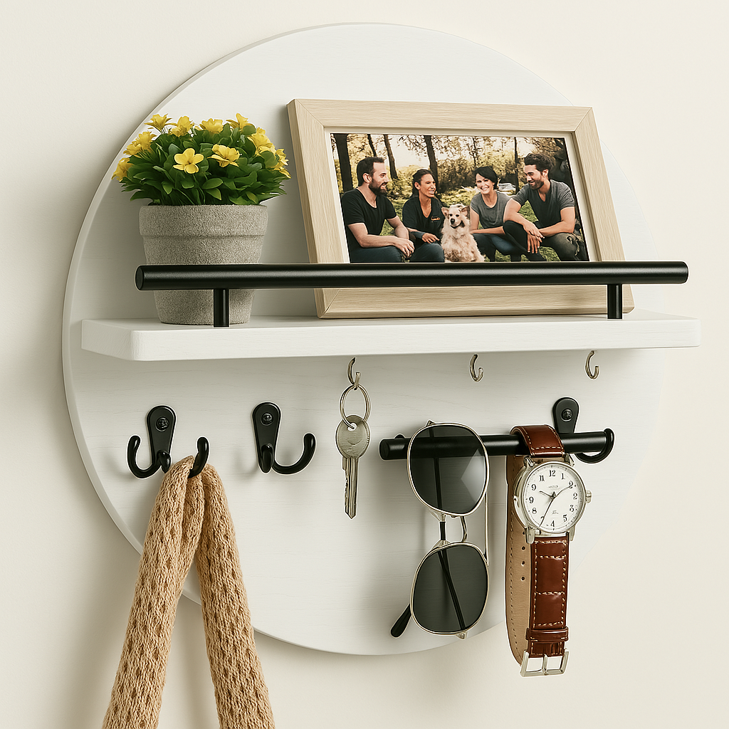 EcoWood™ – Runder Holz-Schlüsselhalter für die Wand | Nachhaltiger Wandorganizer