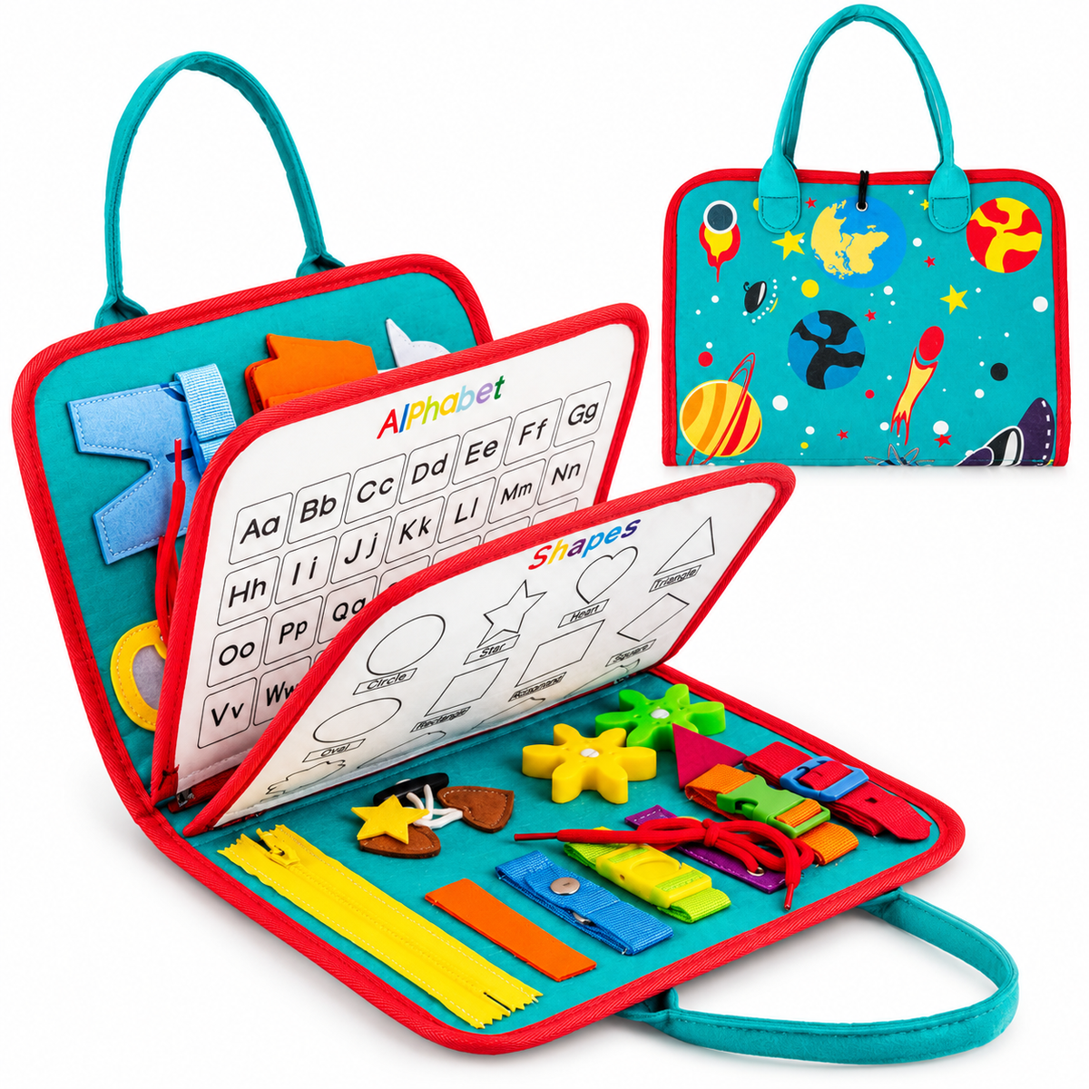 EduPlay™ Interaktives Soft Activity Buch – Lernbuch für Kleinkinder 2–6 Jahre, Motorik & Farben/Numbers/Alphabet