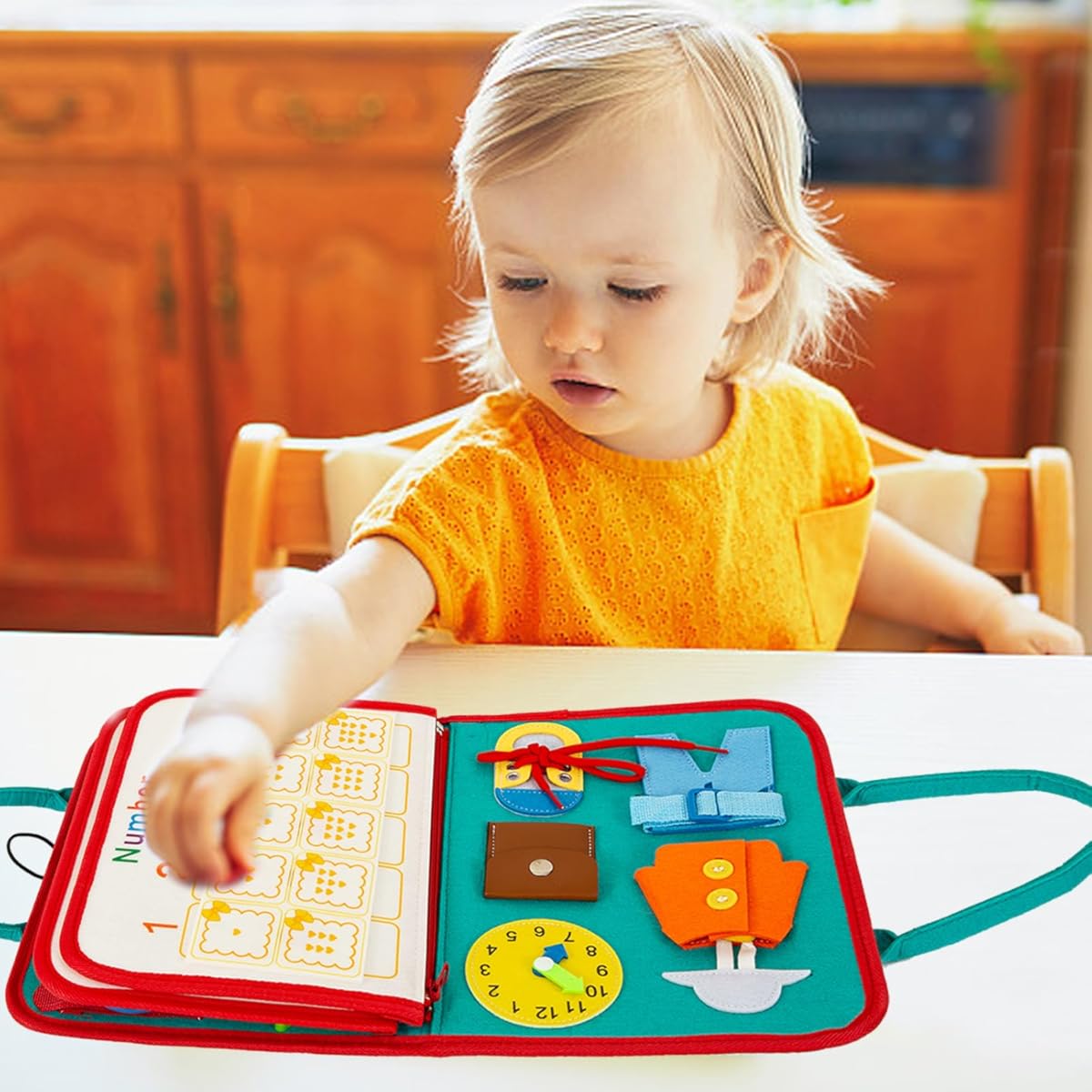 EduPlay™ Interaktives Soft Activity Buch – Lernbuch für Kleinkinder 2–6 Jahre, Motorik & Farben/Numbers/Alphabet