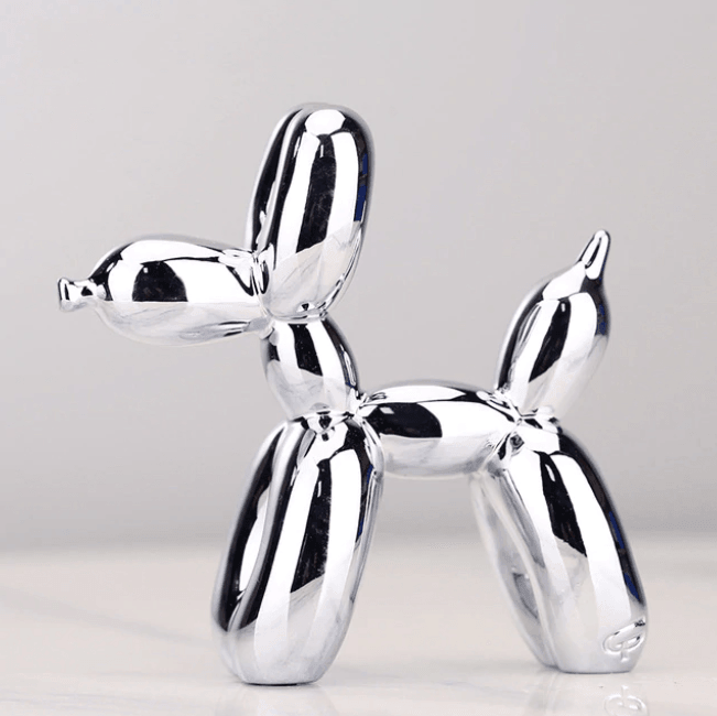 ElectraArt™ – Moderne Ballonhund Skulptur in elektroplattierter Hochglanz-Optik
