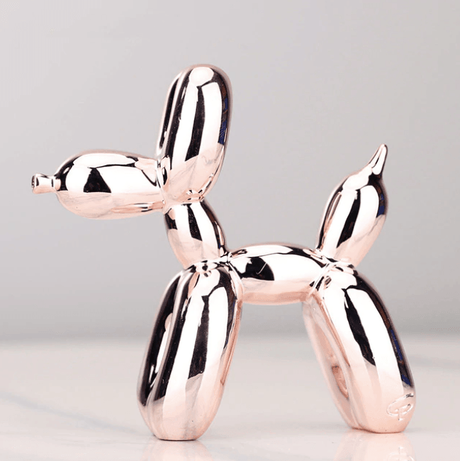ElectraArt™ – Moderne Ballonhund Skulptur in elektroplattierter Hochglanz-Optik