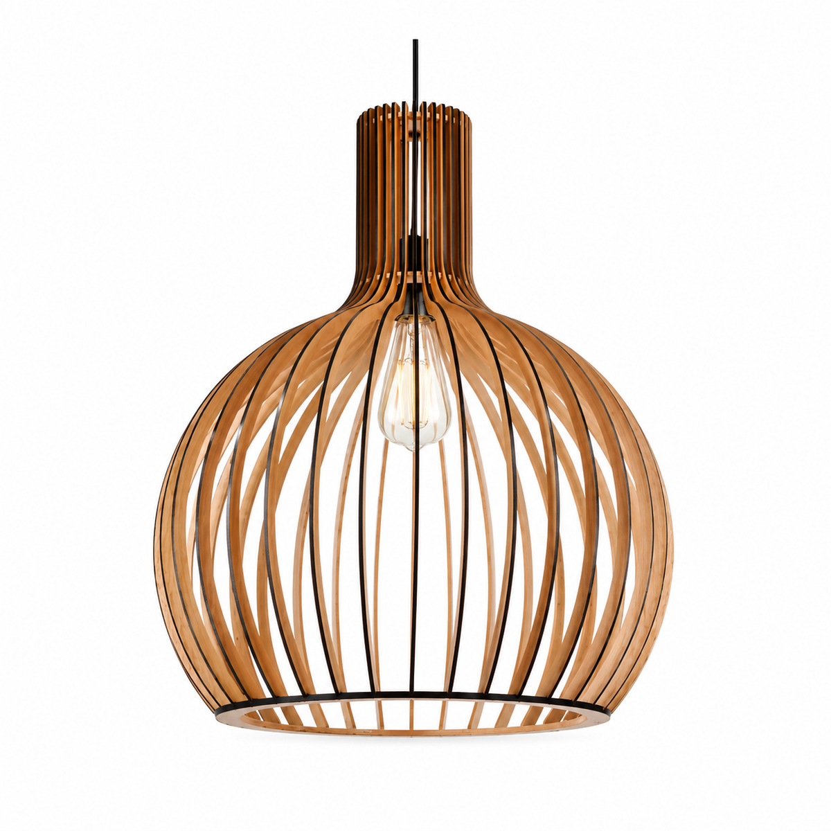ElegantGlow™ Dänische Pendelleuchte – Skandinavische Holz-Design Lampe für Wohnzimmer & Esszimmer (E27) - Less Goods