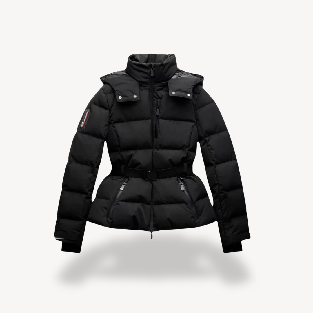 Sylvara™ Damen Winterjacke – Wasserdichte Steppjacke mit Taillengürtel & Hochkragen