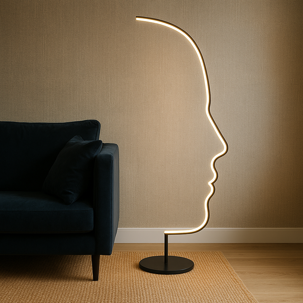 Lumeth™ Modern Design Face Floor Lamp – Künstlerische Design-Stehlampe mit warmem LED-Licht