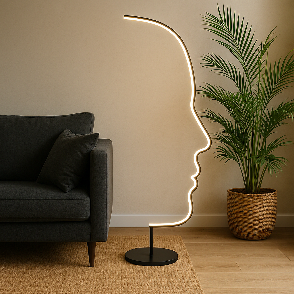 Lumeth™ Modern Design Face Floor Lamp – Künstlerische Design-Stehlampe mit warmem LED-Licht