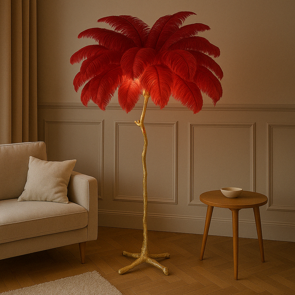 Solenith™ Stylish Feather Floor Lamp – Exklusive Design-Stehlampe mit echten Straußenfedern