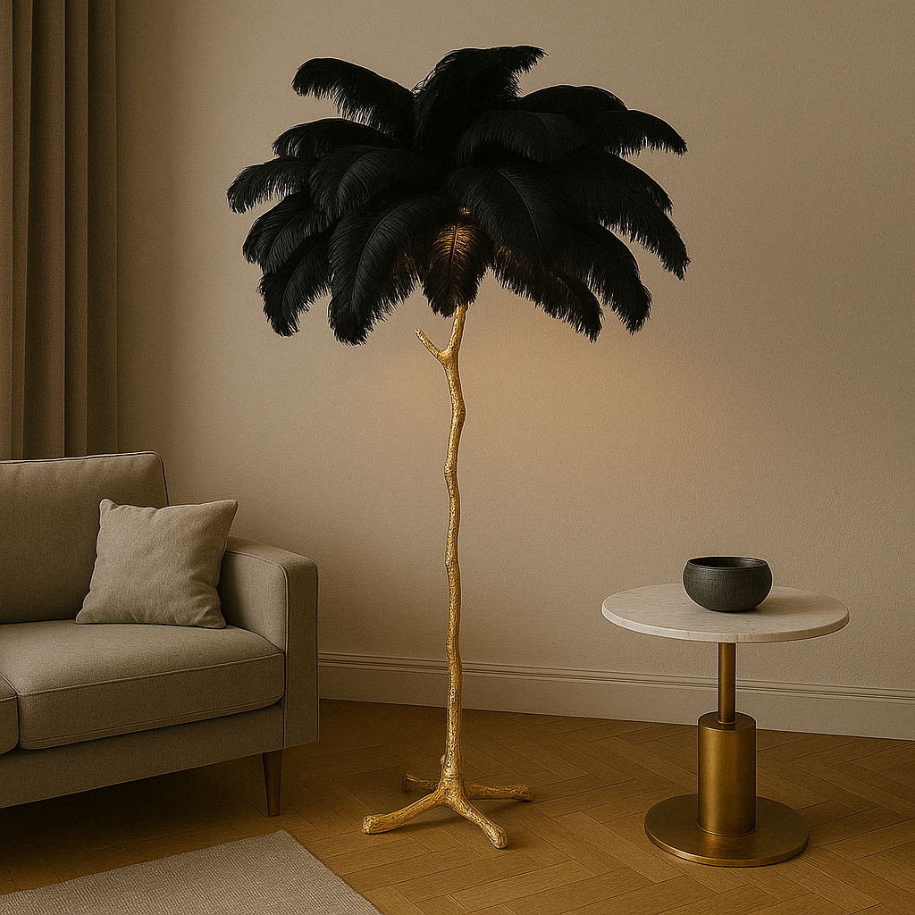 Solenith™ Stylish Feather Floor Lamp – Exklusive Design-Stehlampe mit echten Straußenfedern
