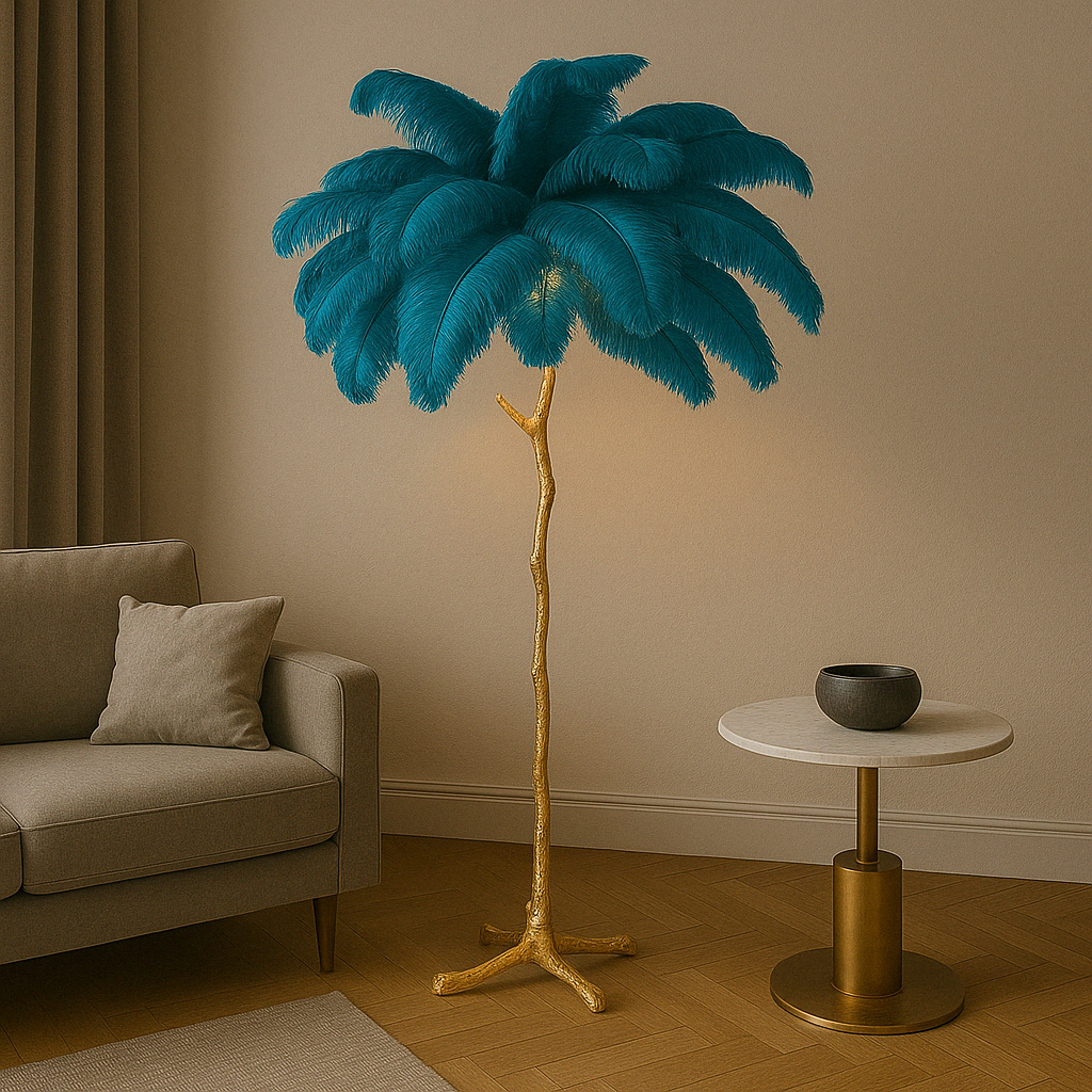 Solenith™ Stylish Feather Floor Lamp – Exklusive Design-Stehlampe mit echten Straußenfedern