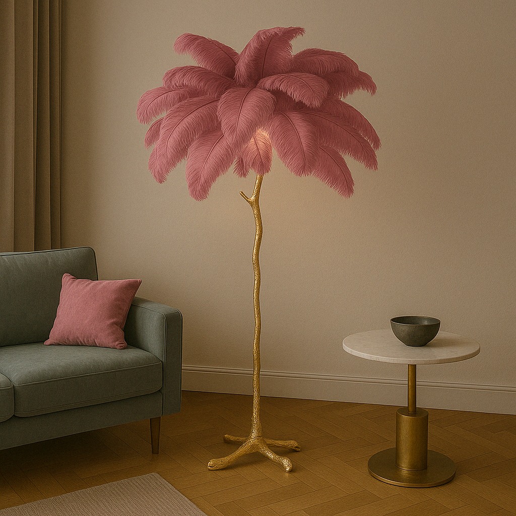 Solenith™ Stylish Feather Floor Lamp – Exklusive Design-Stehlampe mit echten Straußenfedern