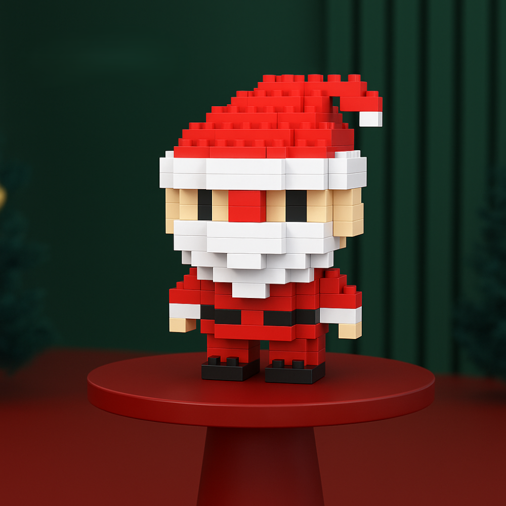 FestiveBlocks™ Mini Baustein Set – Weihnachtliches Konstruktionsspielzeug mit Santa, Baum & Schlitten | ABS Mini-Bausteine ab 6 Jahren