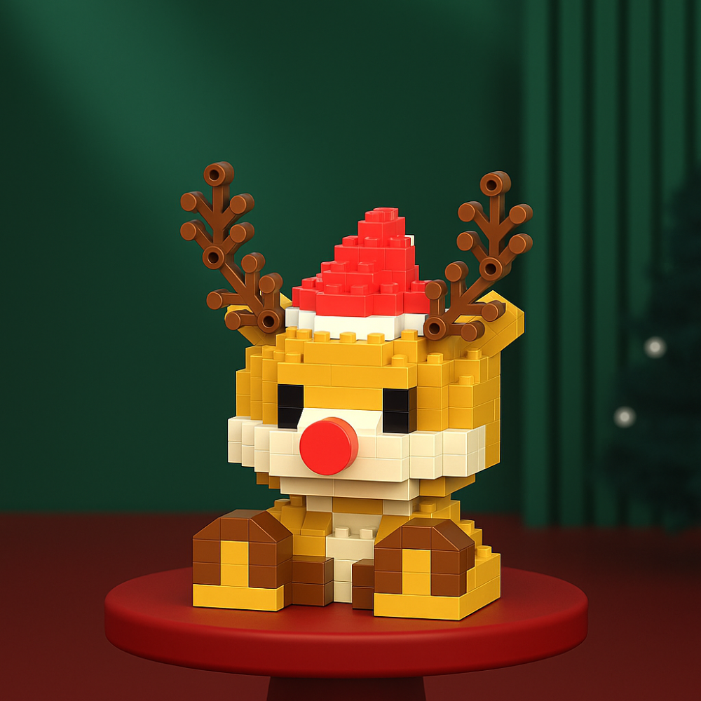 FestiveBlocks™ Mini Baustein Set – Weihnachtliches Konstruktionsspielzeug mit Santa, Baum & Schlitten | ABS Mini-Bausteine ab 6 Jahren
