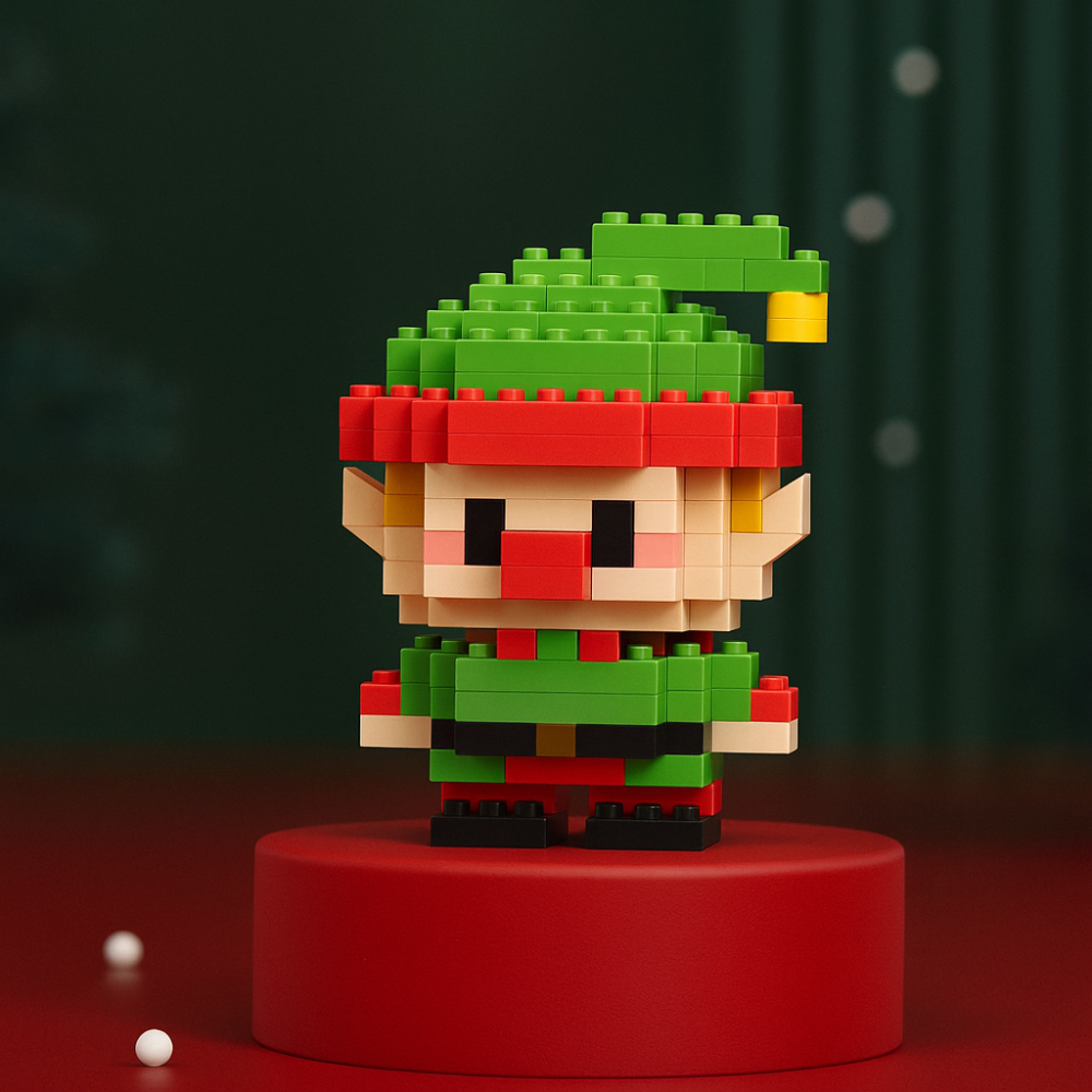 FestiveBlocks™ Mini Baustein Set – Weihnachtliches Konstruktionsspielzeug mit Santa, Baum & Schlitten | ABS Mini-Bausteine ab 6 Jahren