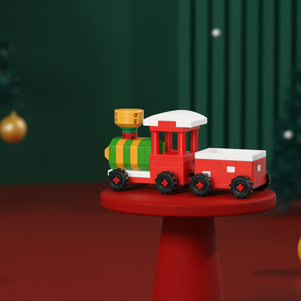 FestiveBlocks™ Mini Baustein Set – Weihnachtliches Konstruktionsspielzeug mit Santa, Baum & Schlitten | ABS Mini-Bausteine ab 6 Jahren