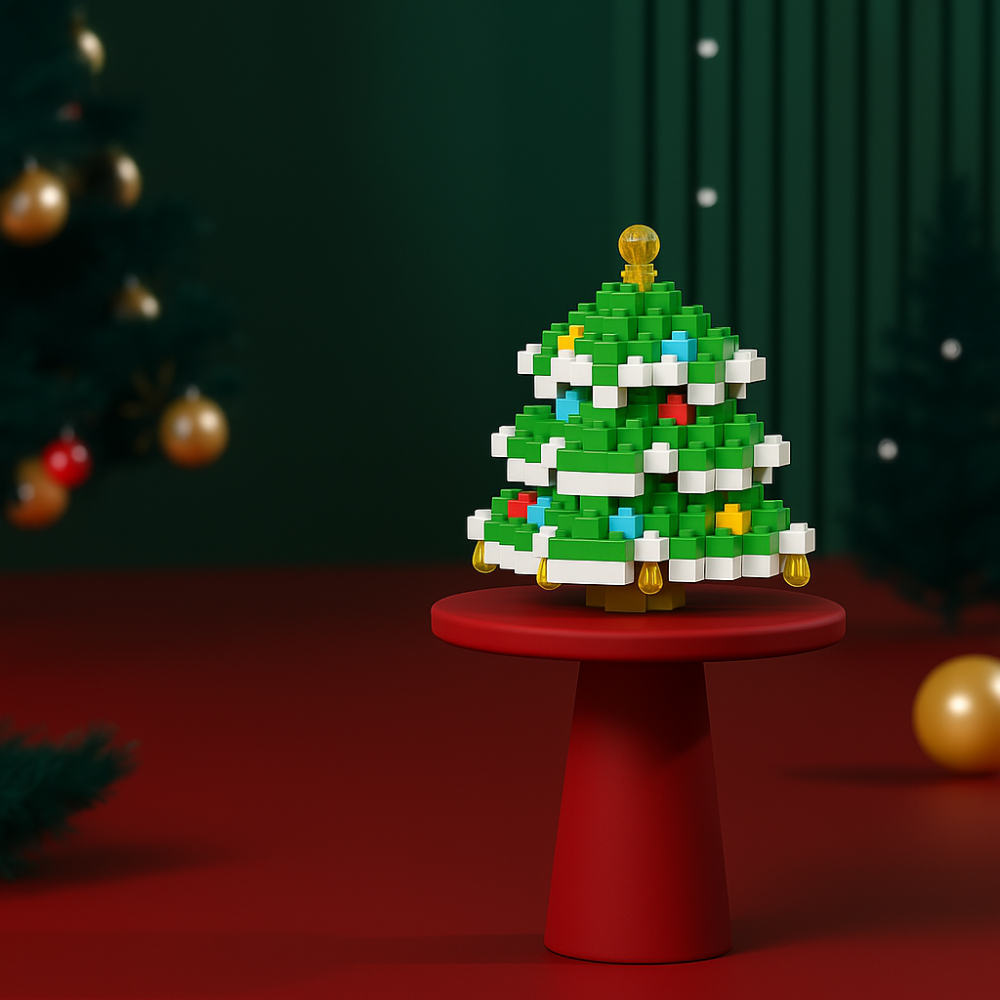 FestiveBlocks™ Mini Baustein Set – Weihnachtliches Konstruktionsspielzeug mit Santa, Baum & Schlitten | ABS Mini-Bausteine ab 6 Jahren