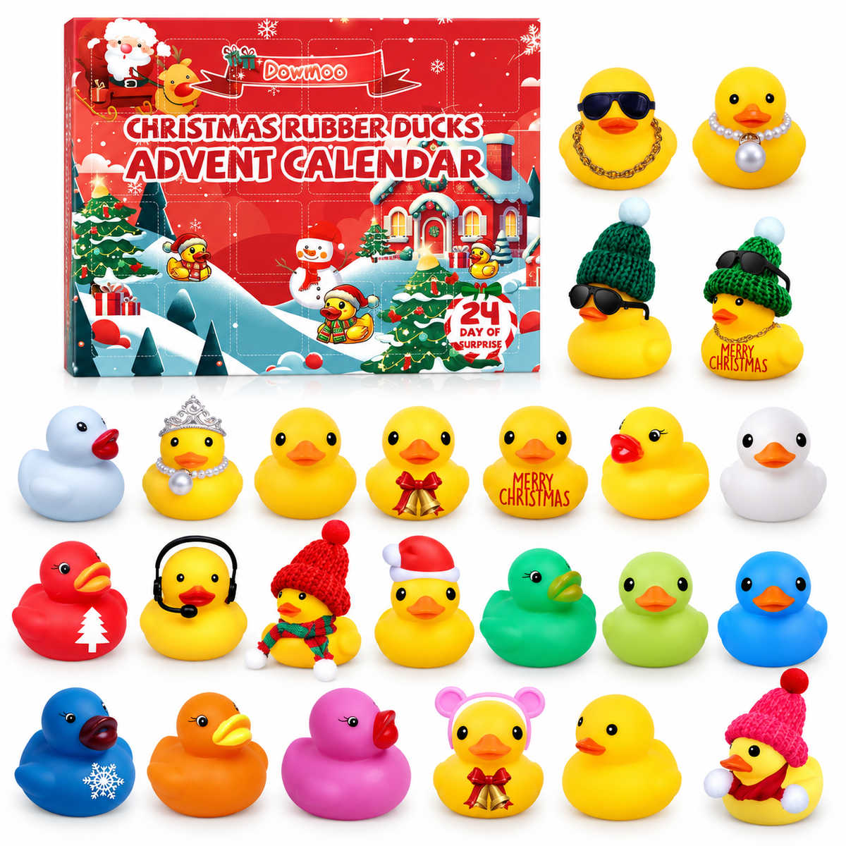 FestiveDucky™ – Adventskalender mit 24 einzigartigen Gummienten-Überraschungen für Kinder